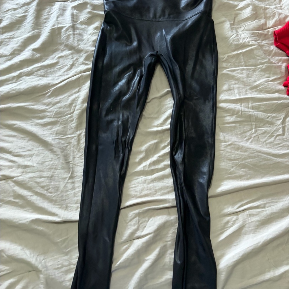 SPANX Black Faux Leather Leggings